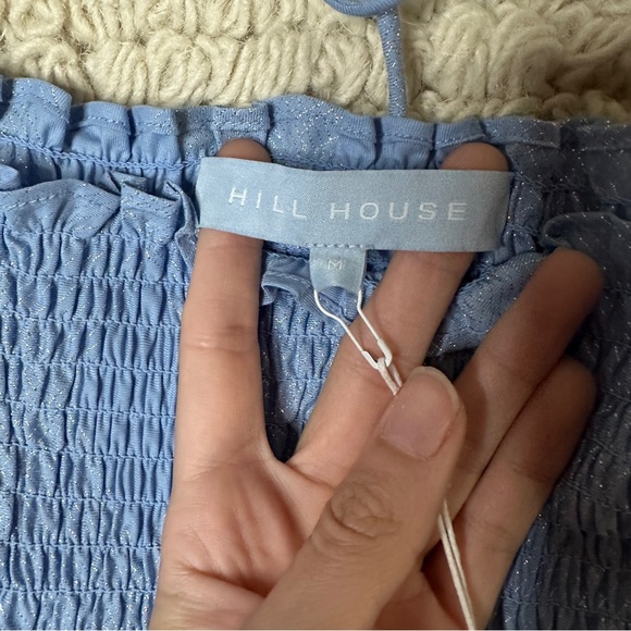 HILL HOUSE light blue glitter check Athena mini nap dress M NEW - Picture 5 of 9